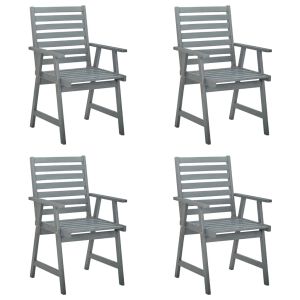 vidaXL sillas de comedor de jardín 4 uds madera maciza de acacia gris