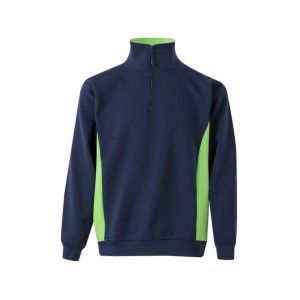 Sudadera bicolor cremallera m azul navy/verde lima