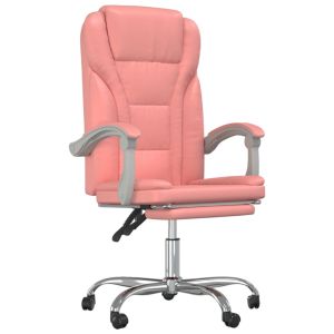 vidaXL silla de oficina reclinable cuero sintético rosa