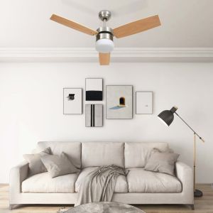 Ventilador de techo con luz con mando marrón claro 108 cm