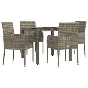 vidaXL set comedor de jardín 5 piezas con cojines ratán sintético gris