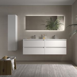 Mueble baño bequia 160cm + lavabo mineralsolid| blanco |160x45x56