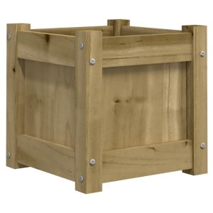 vidaXL jardinera madera maciza de pino impregnada 31x31x31 cm