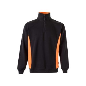 Sudadera bicolor cremallera m negro/naranja