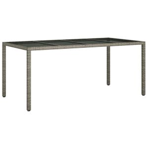 vidaXL mesa jardín vidrio templado ratán sintético gris 190x90x75 cm