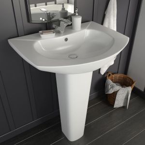 vidaXL lavabo de pie de cerámica blanco 650x520x200 mm