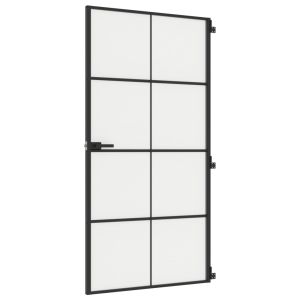 vidaXL puerta interior delgada negra vidrio y aluminio 102,5x201,5 cm