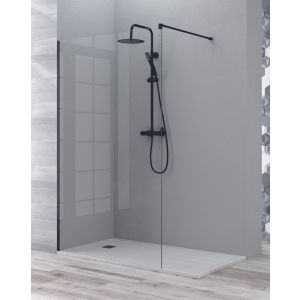 Mampara ducha fijo walk in | panel ducha transparente 120cm negro