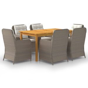 vidaXL juego de comedor para jardín 7 piezas marrón