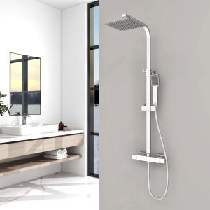 Aica columna ducha termostática regulable 73-115cm rociador superior