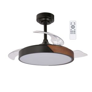 Ventilador de techo retráctil con luz LED 46w terno mini negro+madera ø92