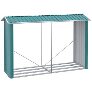 Casetilla para leña acero galvanizado color verde 240x86x160 cm outsunny