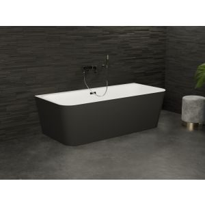 Mint 180 noire, bañera semi-exenta mural l. 180 x l. 81 cm