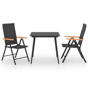 vidaXL juego de comedor para jardín 3 piezas negro y marrón