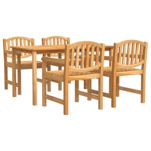 vidaXL juego de comedor para jardín 5 piezas madera maciza de teca