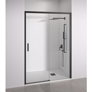 Mampara de ducha corredera 140 a 145x195cm - puerta izquierda - negro mate