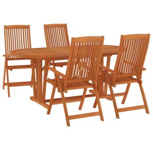 vidaXL juego de comedor para jardín 5 pzas madera maciza de eucalipto