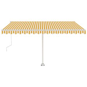 vidaXL toldo automático LED sensor de viento amarillo blanco 450x350cm