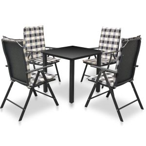 vidaXL set comedor de jardín 5 piezas y cojines aluminio negro