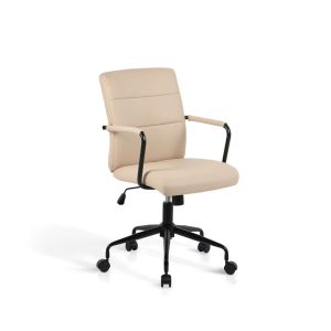 Silla de oficina ergonómica en polipiel beige, elegancia y confort.