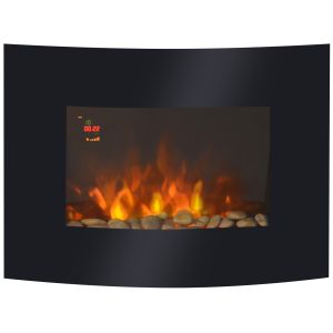 Chimenea eléctrica vidrio templado y chapa de hierro 65x11.4x52cm Homcom