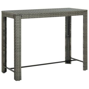 vidaXL mesa alta de jardín ratán sintético gris 140,5x60,5x110,5 cm