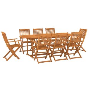 vidaXL set comedor de jardín 9 piezas madera maciza acacia 220x90x75cm