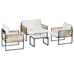 Muebles de jardín acero, pe color beige 106x70x72 cm Outsunny