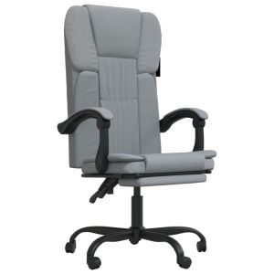 vidaXL silla de oficina reclinable de tela gris claro