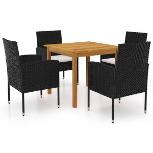 vidaXL juego de comedor para jardín de 5 piezas negro