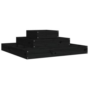 vidaXL jardinera de madera maciza de pino negro 80x80x27 cm