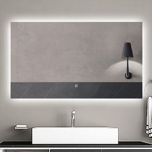 Espejo de baño LED 100 x 60 cm, antivaho, brillo regulable, función memoria