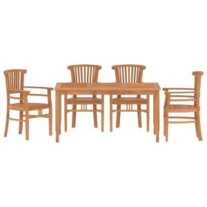 vidaXL juego de comedor para jardín 5 piezas madera maciza de teca