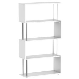 Librería mueble melamina de madeira, metal blanco 80x30x145 cm