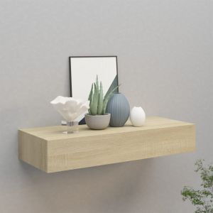 Estante con cajón de pared mdf roble 60x23,5x10 cm