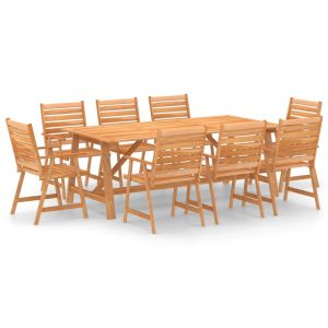 vidaXL juego de comedor para jardín 9 piezas madera maciza de acacia