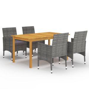 vidaXL juego de comedor para jardín de 5 piezas gris