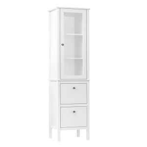 Armario alto de baño mdf color blanco 43x35x160 cm kleankin, hogar - baño