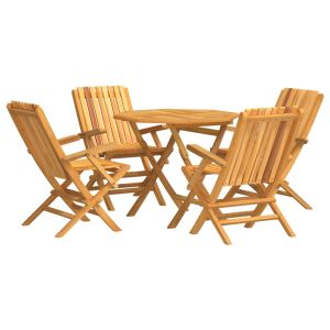 vidaXL juego de comedor para jardín 5 piezas madera maciza de teca