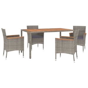 vidaXL set comedor de jardín 5 piezas con cojines ratán sintético gris