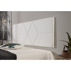 Cabecero de cama 110 dos rombos polipiel 112x57x5cm blanco