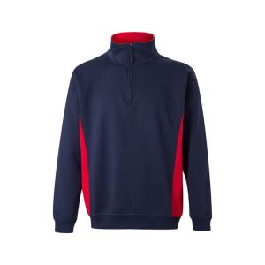 Sudadera bicolor cremallera 3xl azul navy/rojo