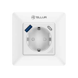 TELLUR SMART wifi enchufe de pared, 3600w, 16a, lectura de energía, blanco