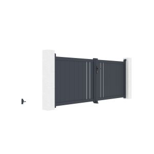 Pack puerta abatible 350c160 giona + 2 postes eifel a.190cm gris