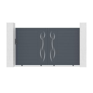 Pack puerta corredera 3m life 300c180 + puerta peatonal life 100p180 gris