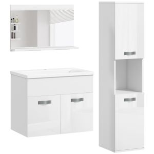 Muebles de baño melamina de madera color blanco 30x30x131.5 cm kleankin