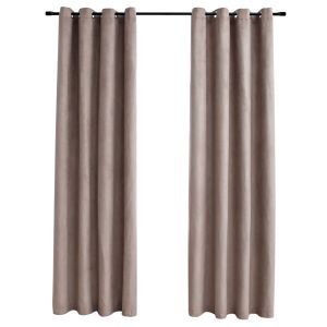 vidaXL cortinas opacas con anillas de metal 2 piezas gris topo 140x225 cm