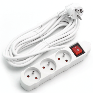 Aigostar regleta alargador 3 tomas, protección infantil, 5 m, blanco