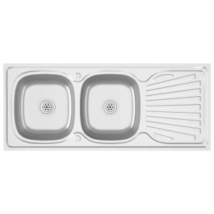 vidaXL fregadero de cocina doble seno acero inoxidable 1200x600x155 mm