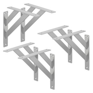 Set de 6x soporte de estante 240x240mm plata